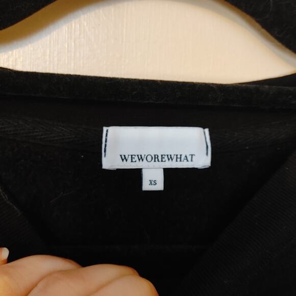 We Wore What Size XS Extra Small Black Cut Off Sweater Cropped Oversized Raw Hem - Picture 5 of 10